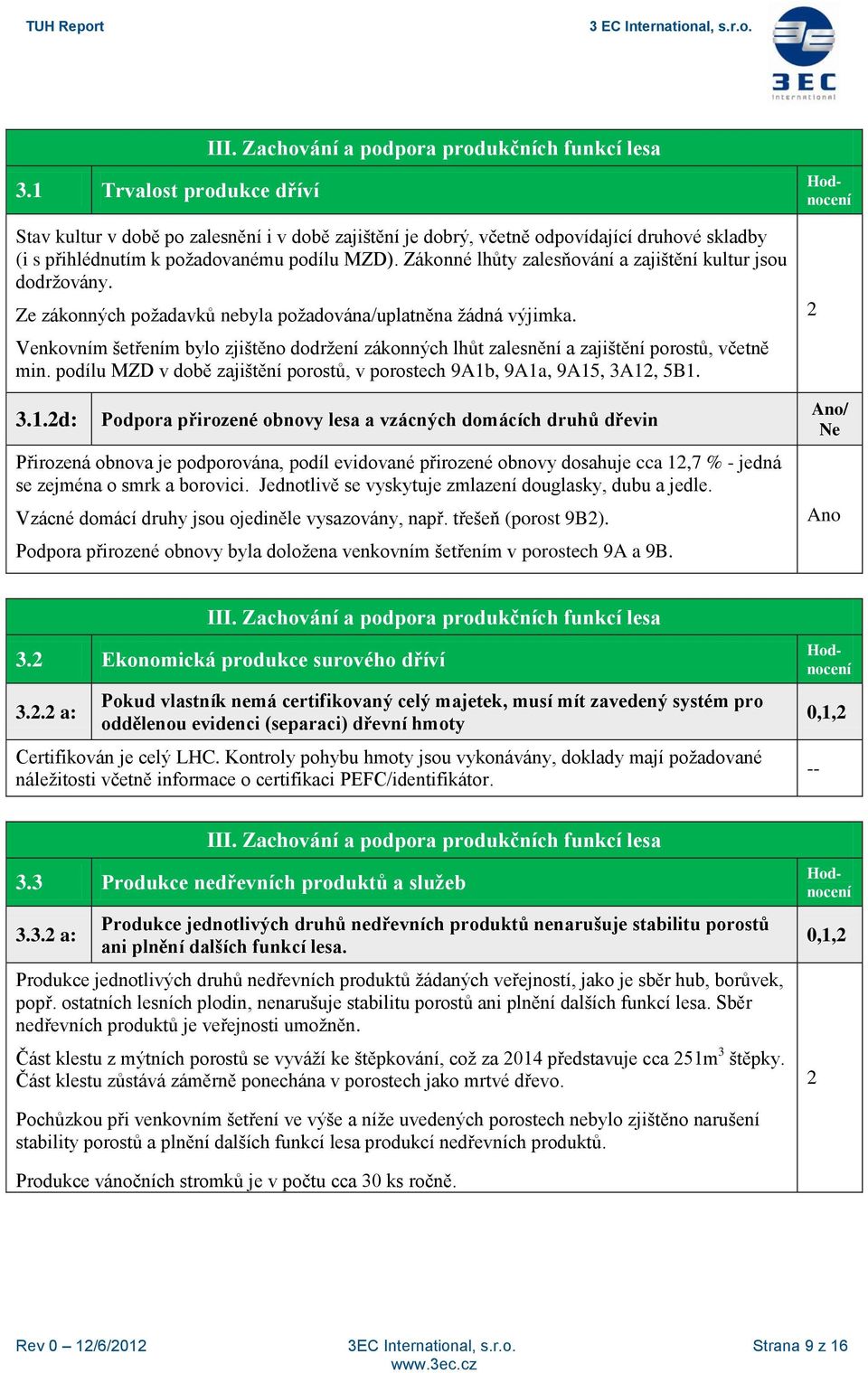 Zákonné lhůty zalesňování a zajištění kultur jsou dodržovány. Ze zákonných požadavků nebyla požadována/uplatněna žádná výjimka.