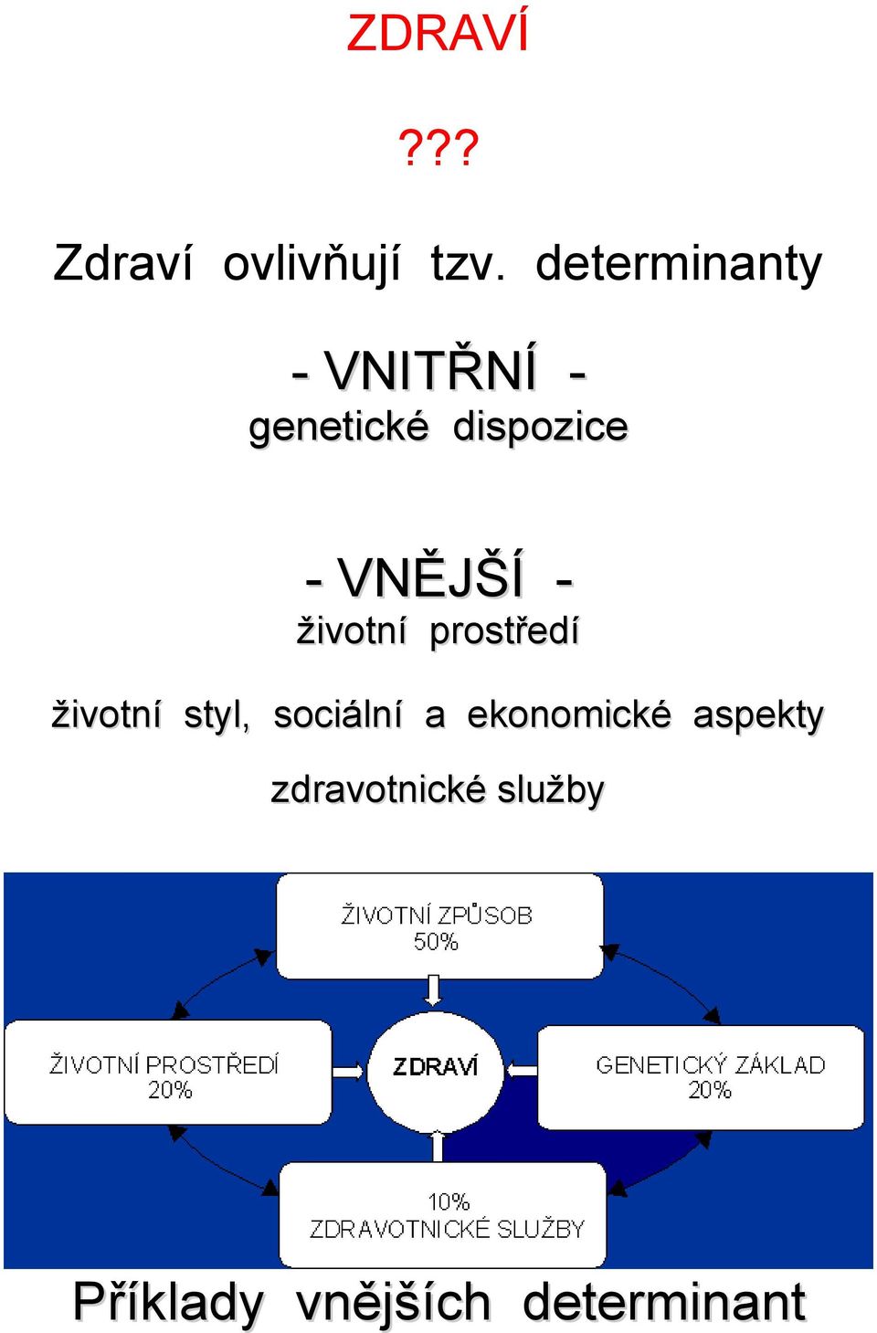 VNĚJŠÍ - ţivotní prostředí ţivotní styl, sociální