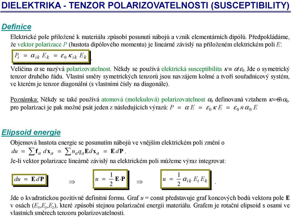 tvoří souřdnicový sstém, v ktém j tno digonální (s vlstními čísl n digonál) Ponámk: Někd s tké používá tomová (molkulová) poliovtlnost α dfinovná vthm κ nα, po polici j pk možné psát jdn násldujících