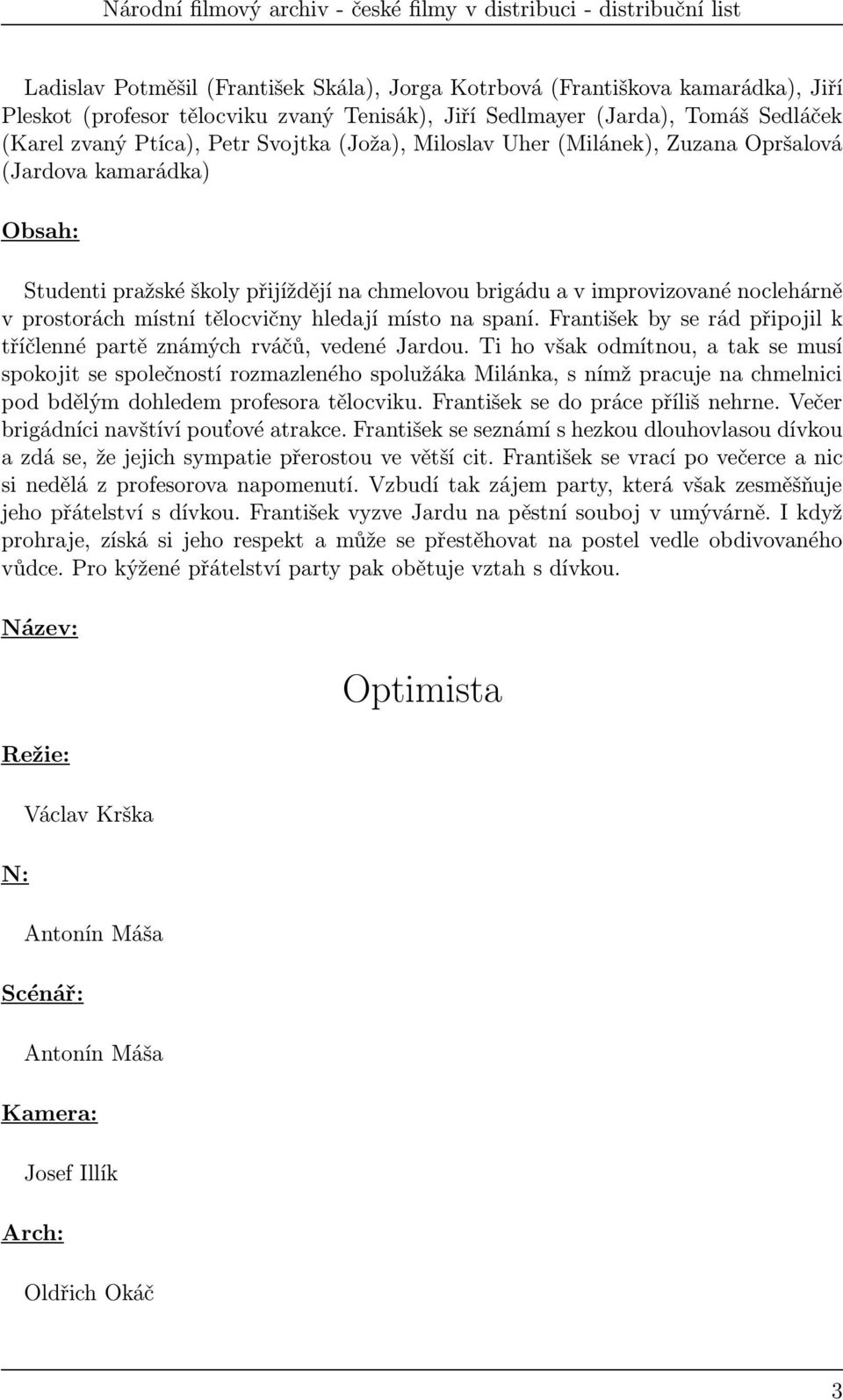 místo na spaní. František by se rád připojil k tříčlenné partě známých rváčů, vedené Jardou.