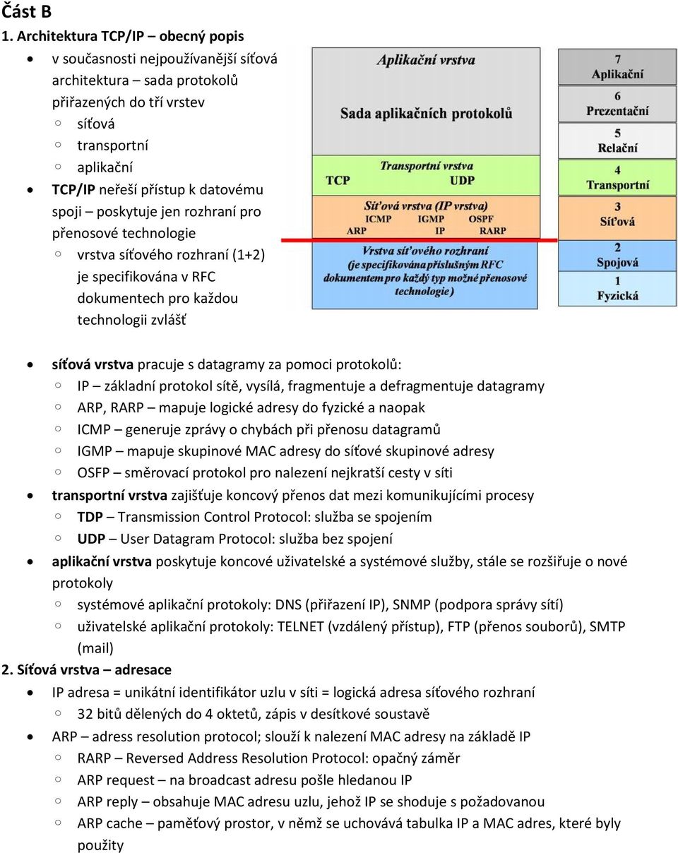 pr přensvé technlgie vrstva síťvéh rzhraní (1+2) je specifikvána v RFC dkumentech pr každu technlgii zvlášť síťvá vrstva pracuje s datagramy za pmci prtklů: IP základní prtkl sítě, vysílá,