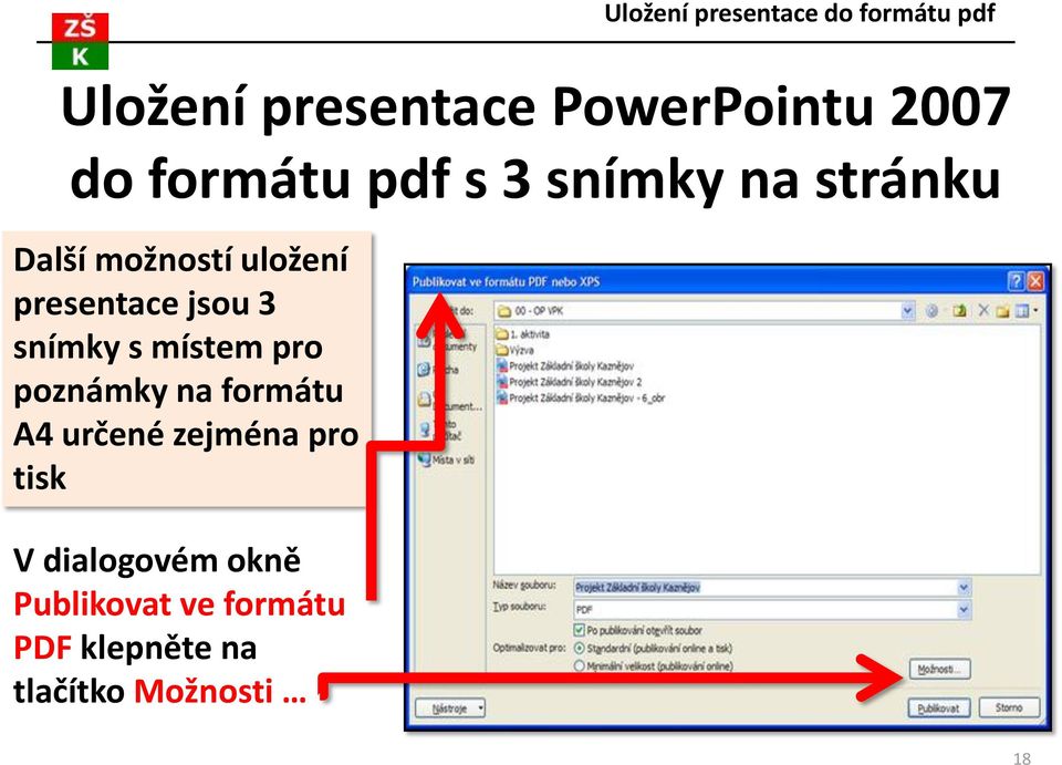 pro poznámky na formátu A4 určené zejména pro tisk V dialogovém