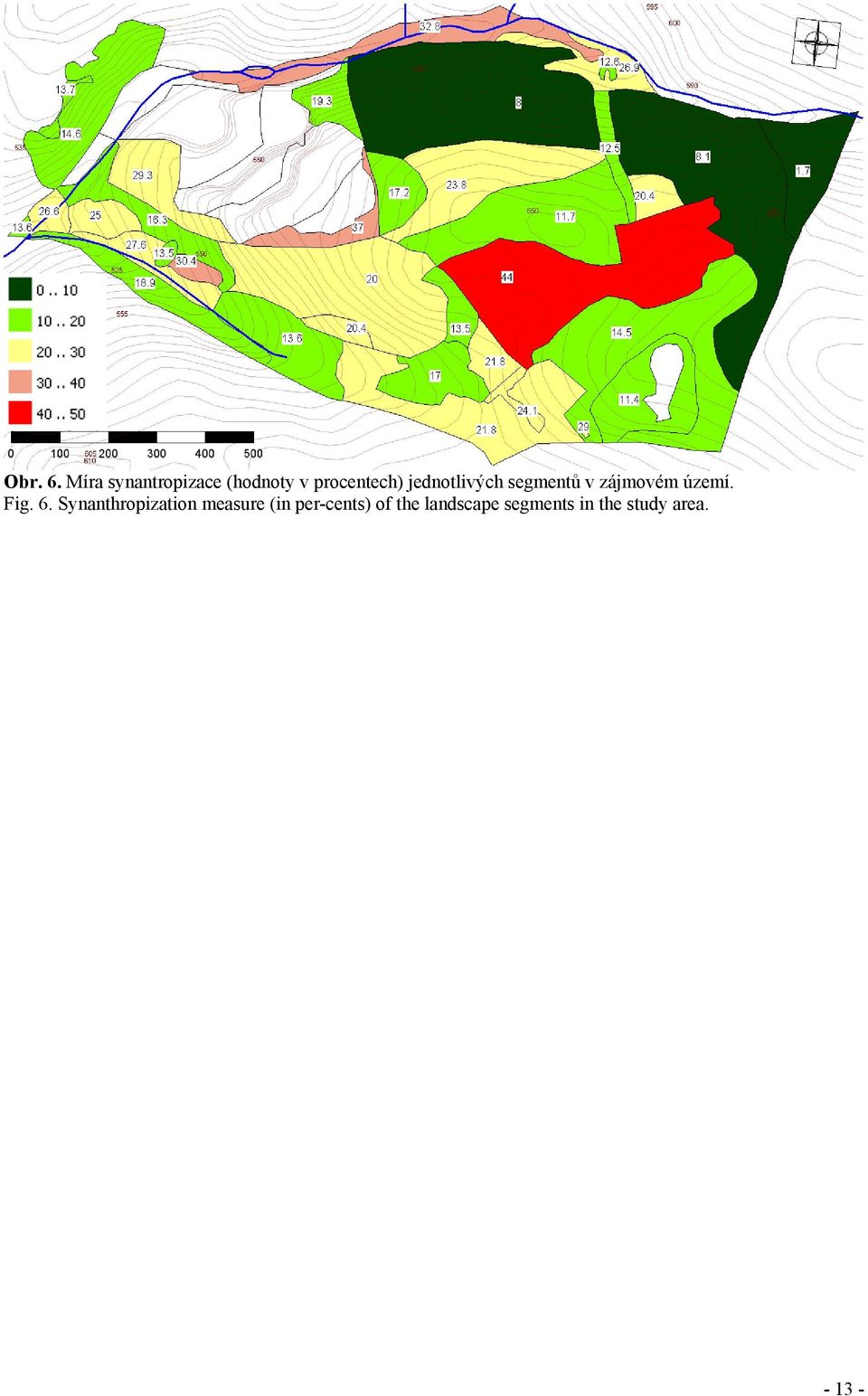 jednotlivých segmentů v zájmovém území. Fig. 6.