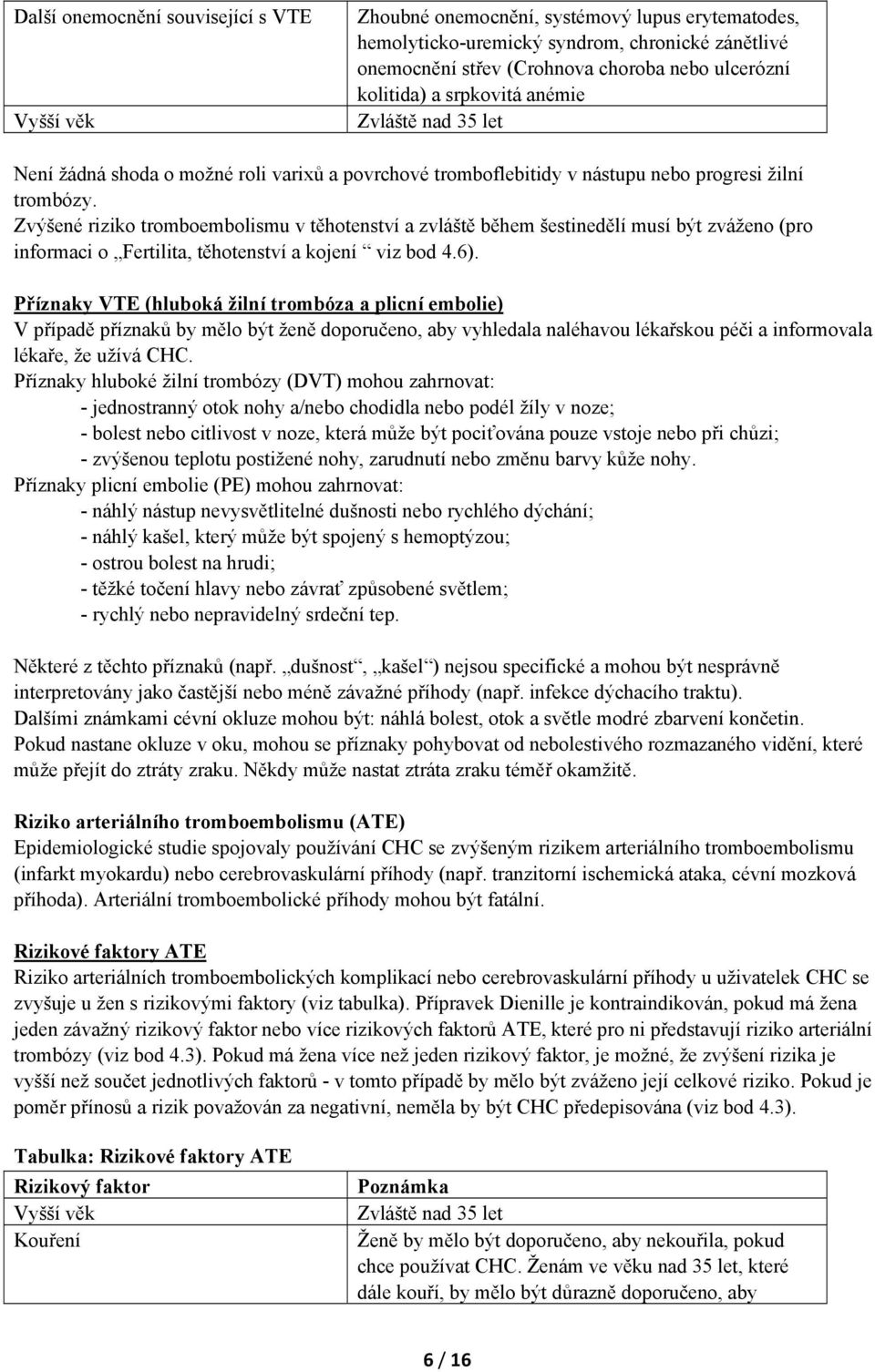 Zvýšené riziko tromboembolismu v těhotenství a zvláště během šestinedělí musí být zváženo (pro informaci o Fertilita, těhotenství a kojení viz bod 4.6).