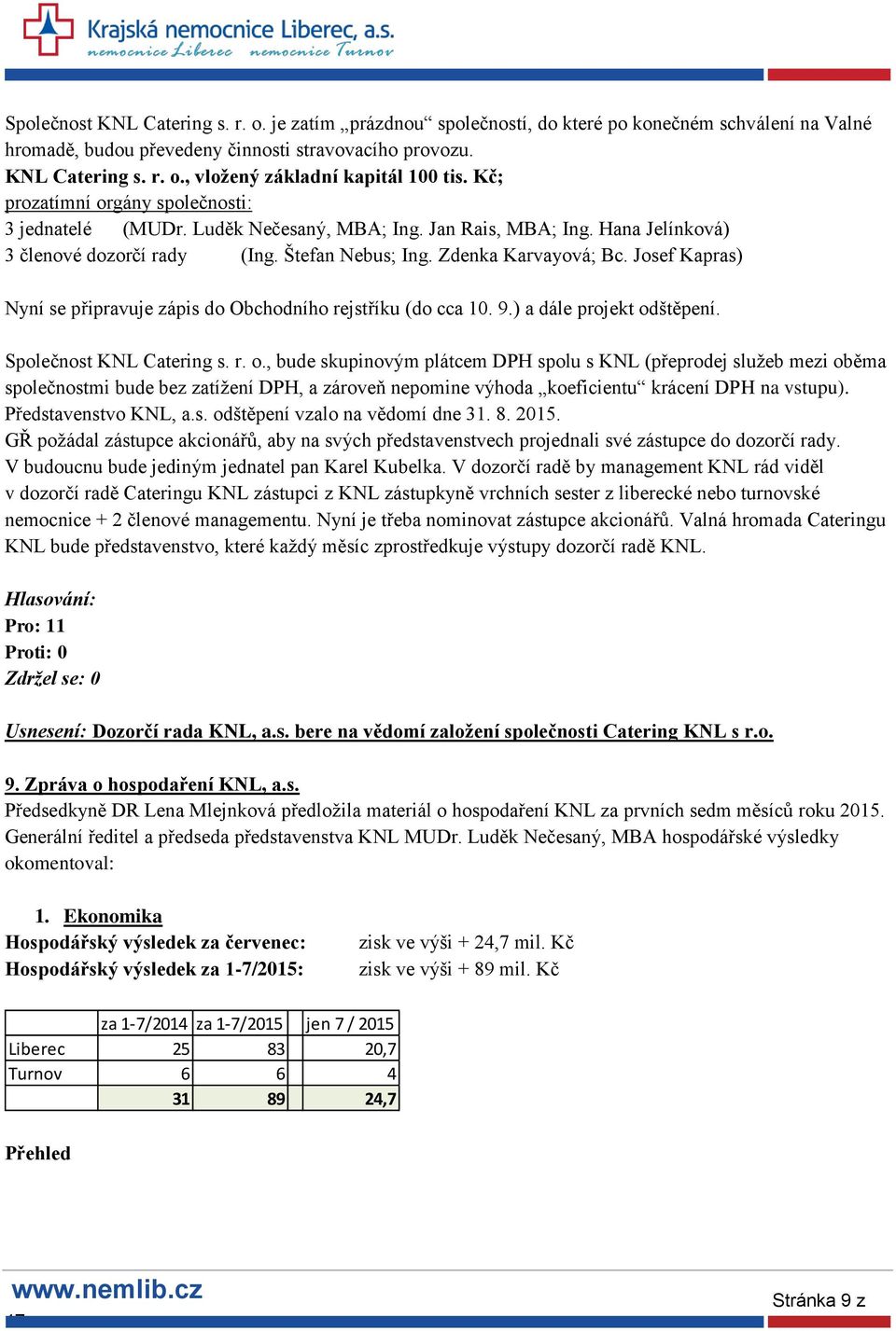 Josef Kapras) Nyní se připravuje zápis do Obchodního rejstříku (do cca 10. 9.) a dále projekt od