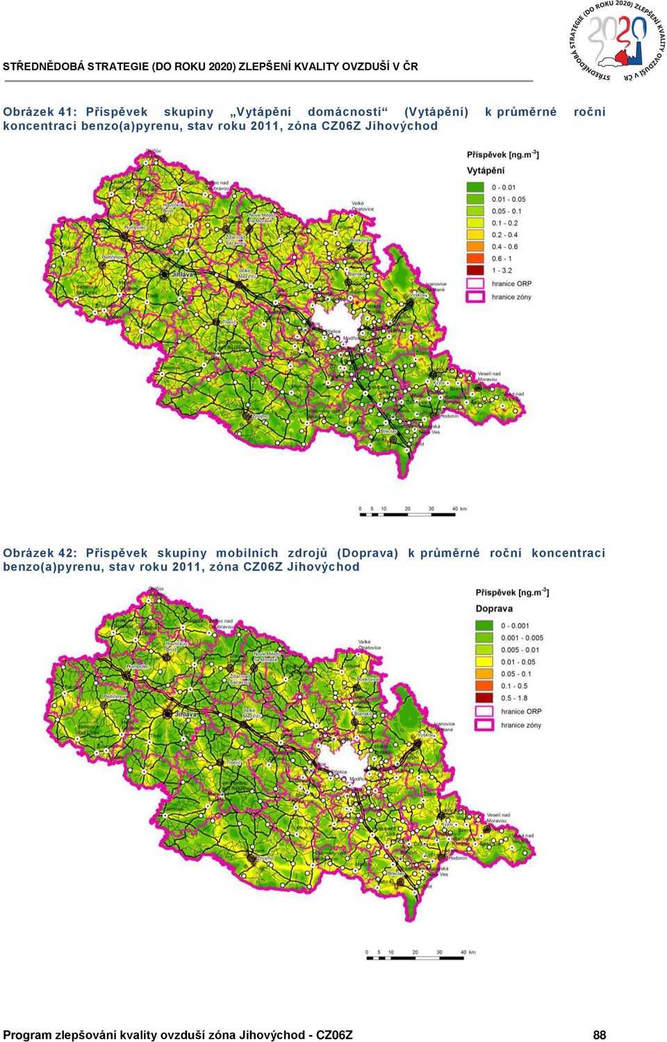 Příspěvek skupiny mobilních zdrojů (Doprava) k průměrné roční koncentraci