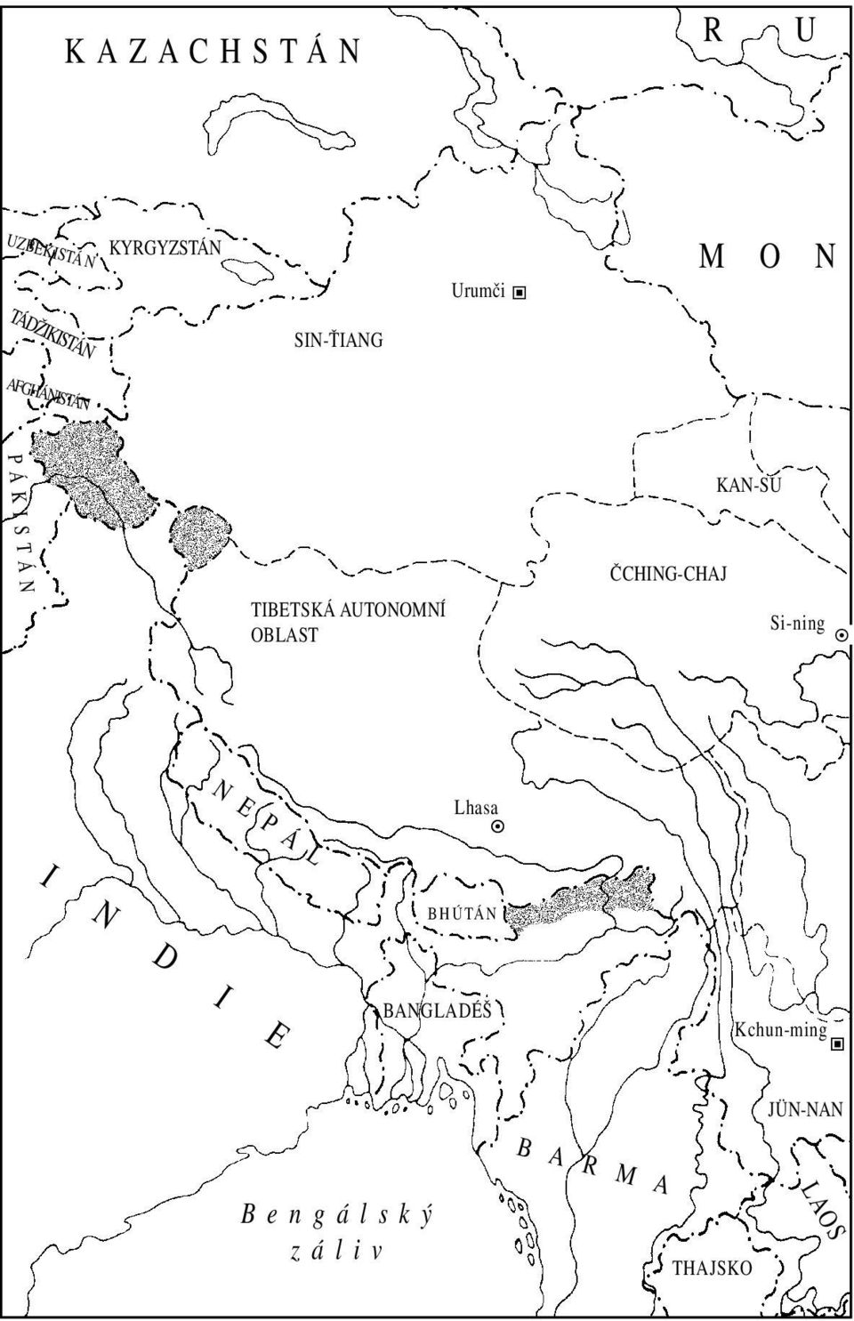 AUTONOMNÍ OBLAST ČCHING-CHAJ Si-ning N E P Á L Lhasa I N D I E