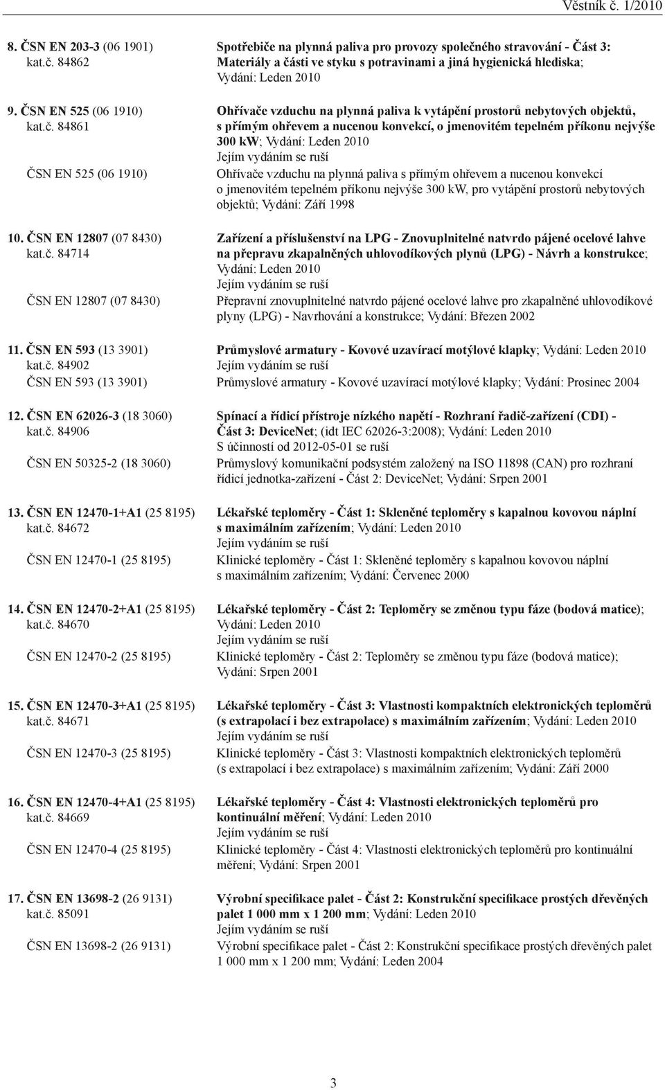 84861 ČSN EN 525 (06 1910) 10. ČSN EN 12807 (07 8430) kat.č.