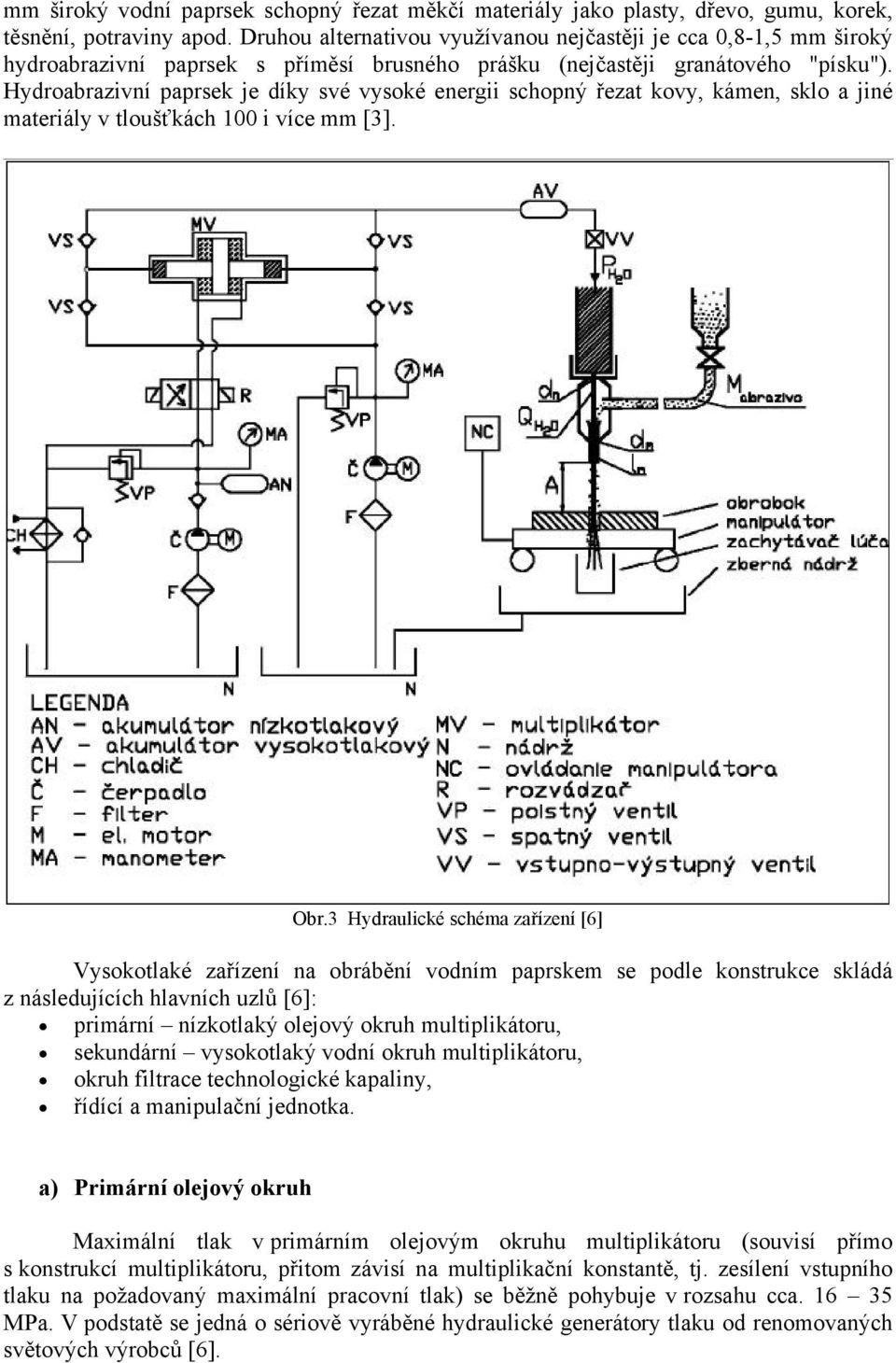 Hydroabrazivní paprsek je díky své vysoké energii schopný řezat kovy, kámen, sklo a jiné materiály v tloušťkách 100 i více mm [3]. Obr.