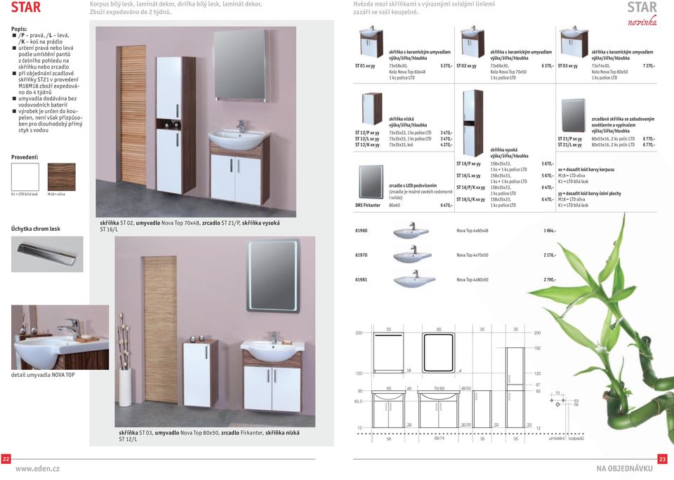 ST 01 xx yy ST 12/P xx yy ST 12/L xx yy ST 12/K xx yy skříňka s keramickým 73xx30, Kolo Nova Top 60x48 skříňka nízká 73xx33, 73xx33, 73xx33, koš 5 270,- 3 470,- 3 470,- 4 270,- zrcadlo s LED