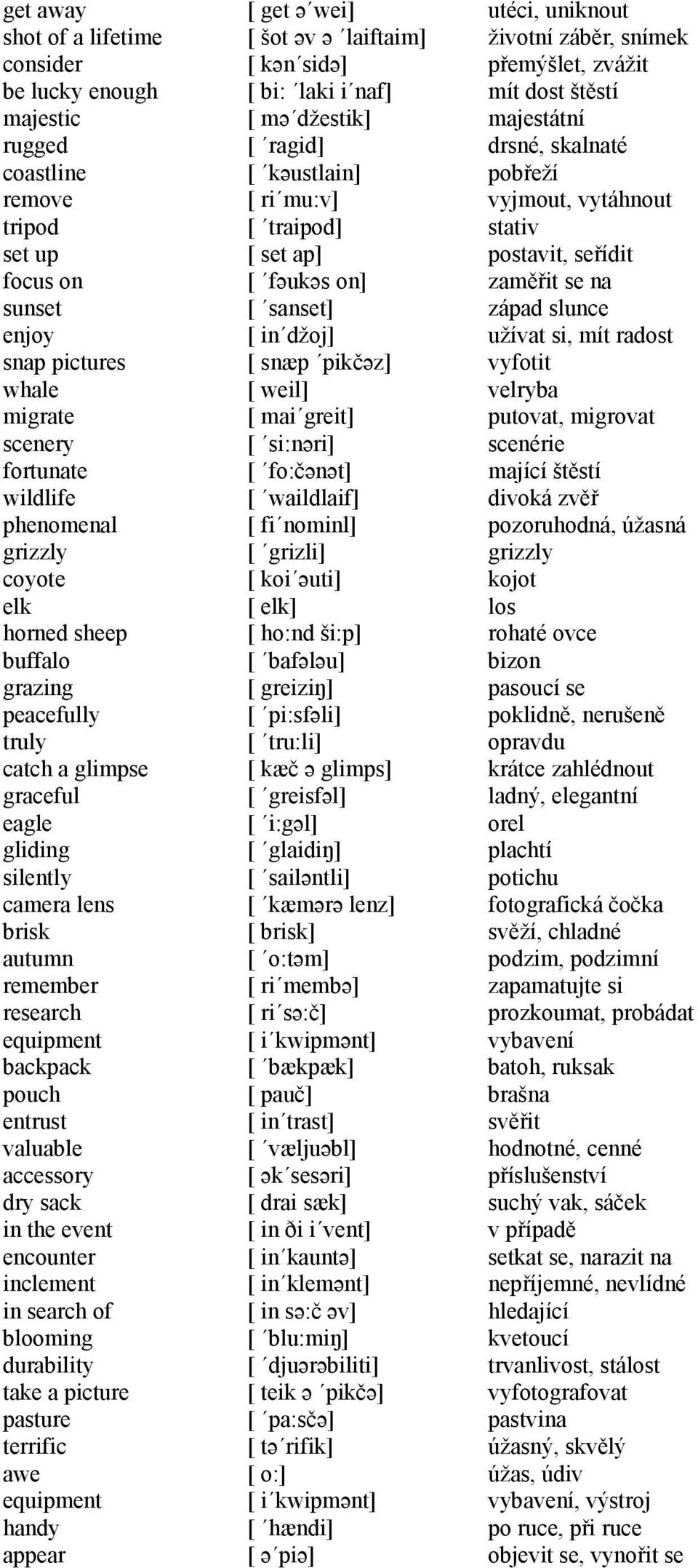 dry sack in the event encounter inclement in search of blooming durability take a picture pasture terrific awe equipment handy appear [ get ə wei] [ šot əv ə laiftaim] [ kən sidə] [ bi: laki i naf] [