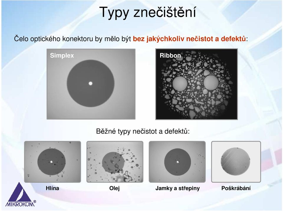 defektů: Simplex Ribbon Běžné typy nečistot