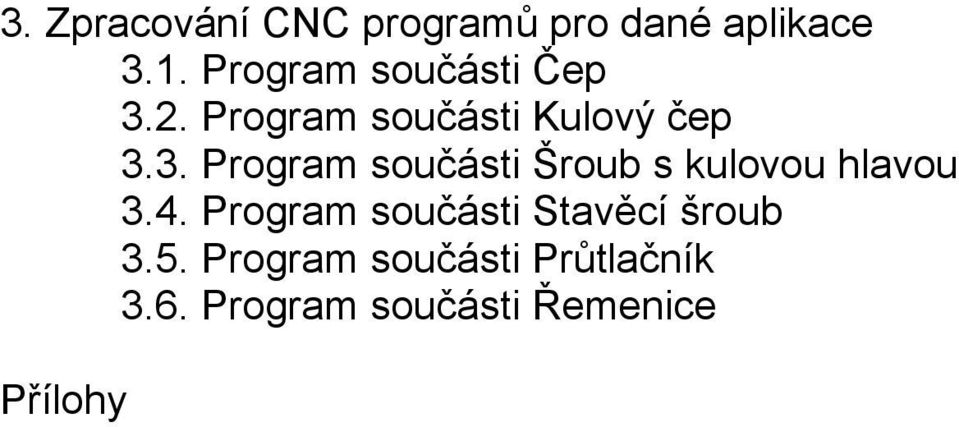 2. Program součásti Kulový čep 48 3.