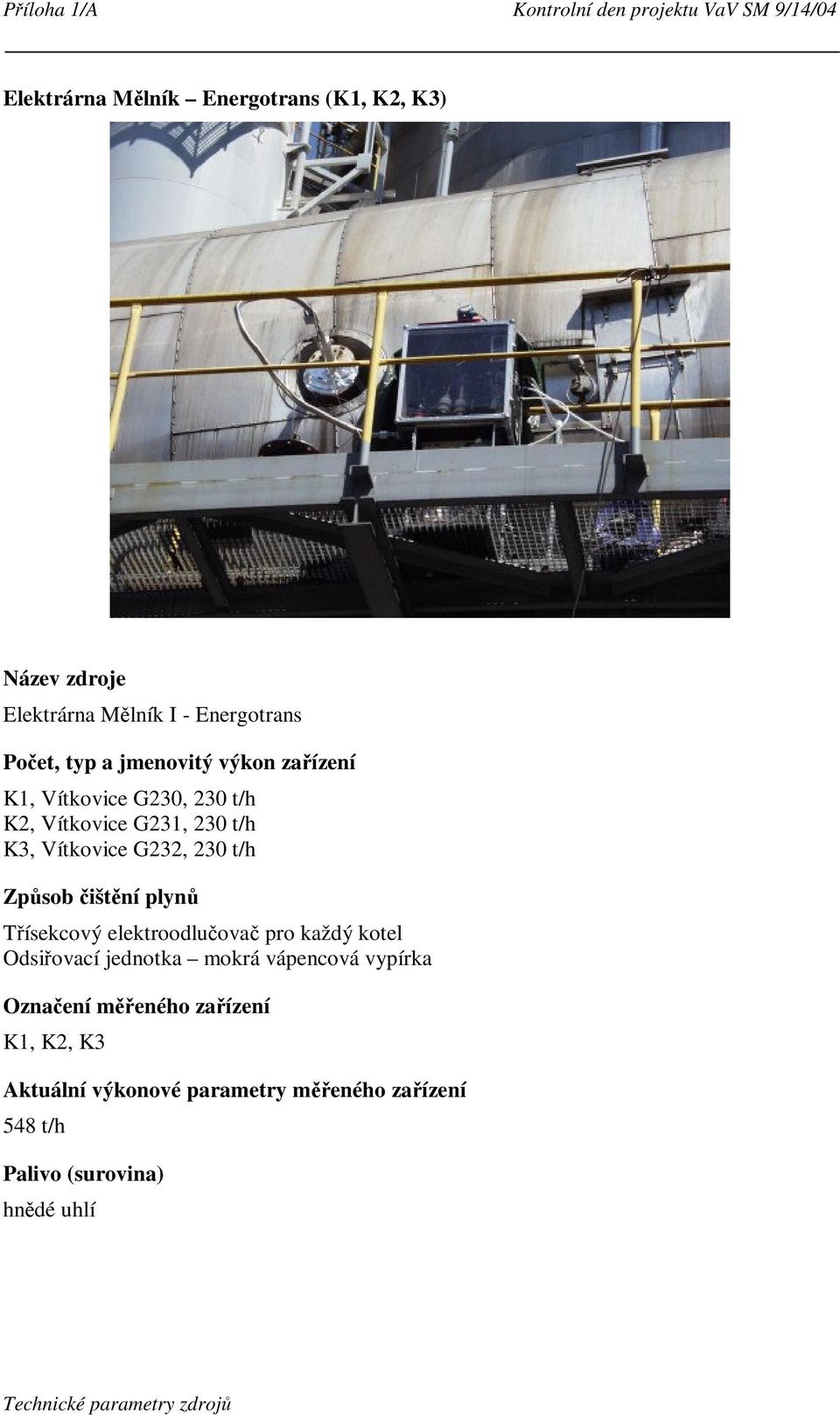 K3, Vítkovice G232, 230 t/h Třísekcový elektroodlučovač pro každý