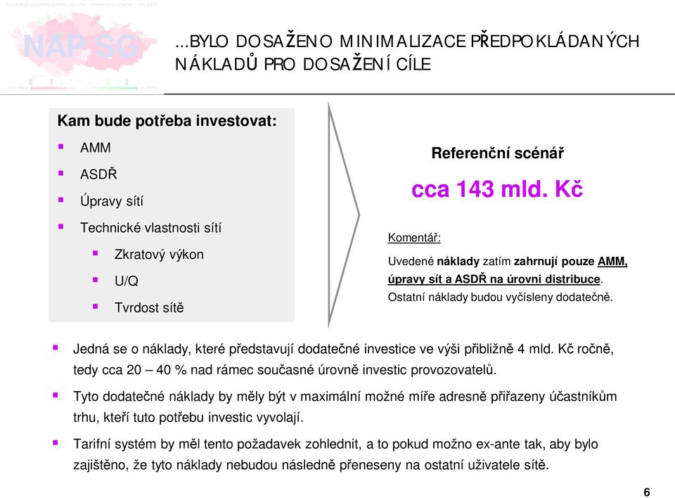 Jedná se o náklady, které p edstavují dodate né investice ve výši p ibližn 4 mld. K ro, tedy cca 20 40 % nad rámec sou asné úrovn investic provozovatel.