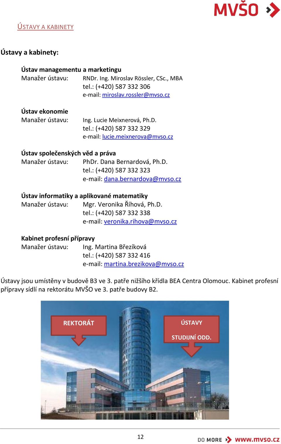 bernardova@mvso.cz Ústav informatiky a aplikované matematiky Manažer ústavu: Mgr. Veronika Říhová, Ph.D. tel.: (+420) 587 332 338 e-mail: veronika.rihova@mvso.