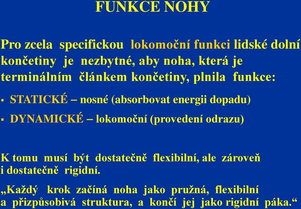 lokomoční (provedení odrazu) K tomu musí být dostatečně flexibilní, ale zároveň i dostatečně rigidní.