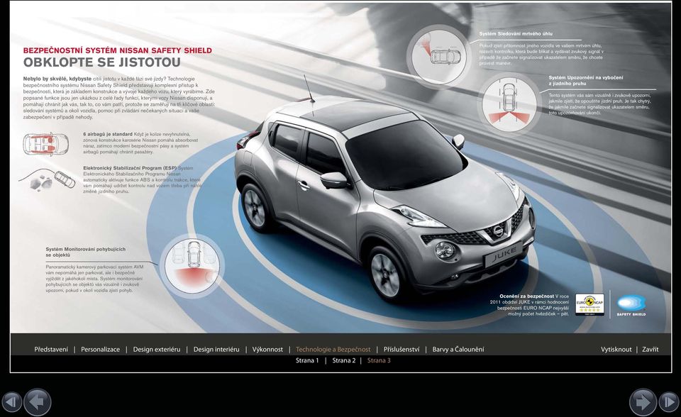 Zde popsané funkce jsou jen ukázkou z celé řady funkcí, kterými vozy Nissan disponují, a pomáhají chránit jak vás, tak to, co vám patří, protože se zaměřují na tři klíčové oblasti: sledování systémů