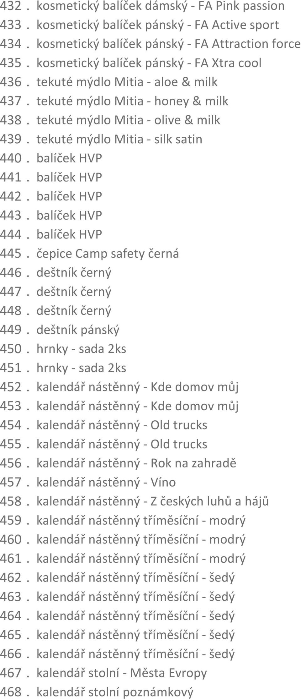 balíček HVP 441. balíček HVP 442. balíček HVP 443. balíček HVP 444. balíček HVP 445. čepice Camp safety černá 446. deštník černý 447. deštník černý 448. deštník černý 449. deštník pánský 450.