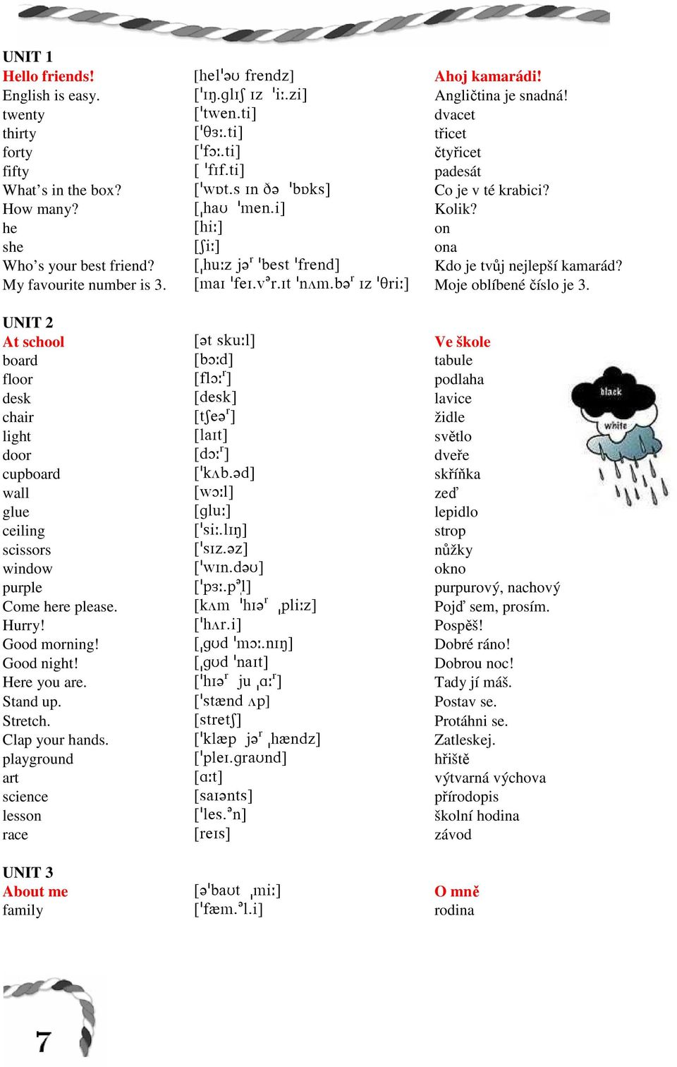 eqdmc\ Kdo je tvůj nejlepší kamarád? My favourite number is 3. Zl`H!edH-u? q-hs!mul-a? q Hy!Sqh9\ Moje oblíbené číslo je 3. UNIT 2 At school Z?