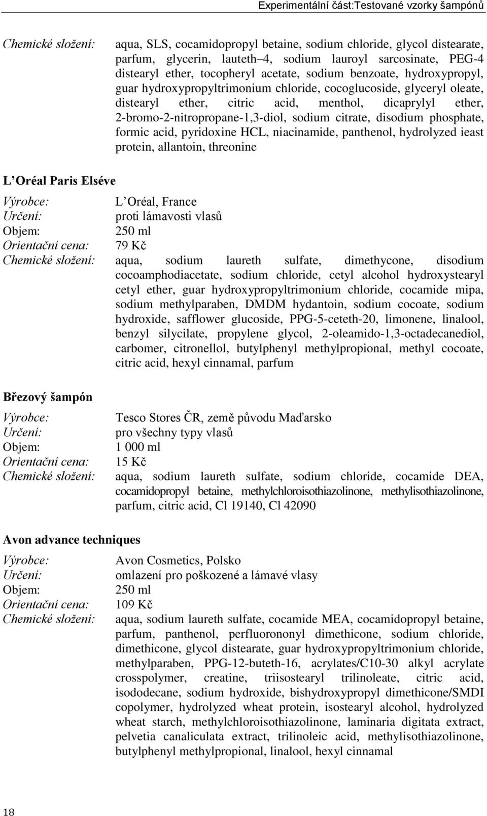 2-bromo-2-nitropropane-1,3-diol, sodium citrate, disodium phosphate, formic acid, pyridoxine HCL, niacinamide, panthenol, hydrolyzed ieast protein, allantoin, threonine L Oréal Paris Elséve Výrobce: