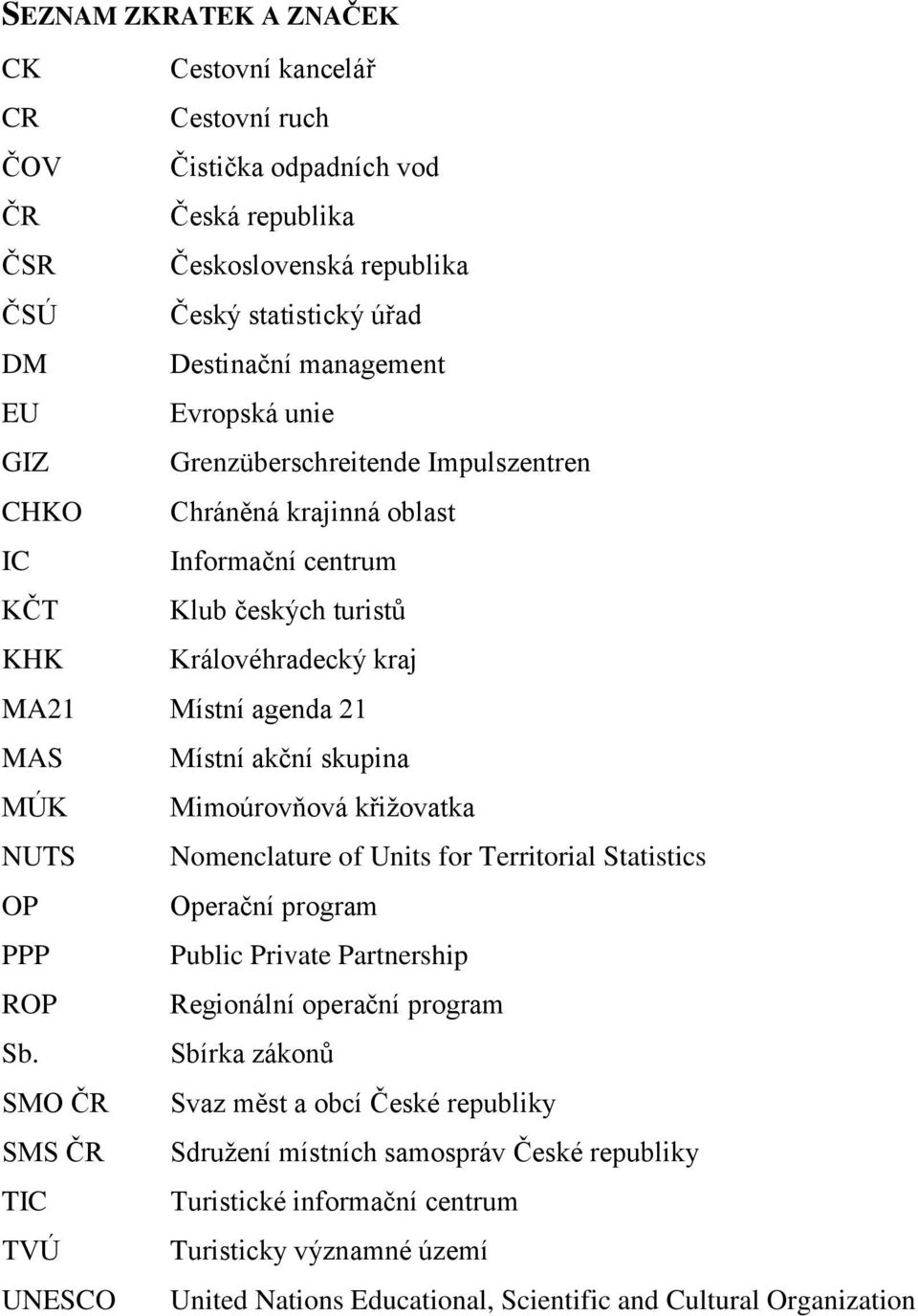 skupina MÚK Mimoúrovňová křiţovatka NUTS Nomenclature of Units for Territorial Statistics OP Operační program PPP Public Private Partnership ROP Regionální operační program Sb.