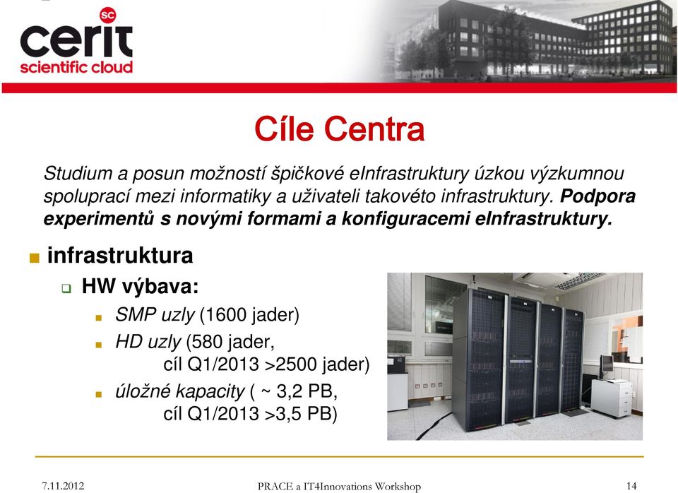 Podpora experimentů s novými formami a konfiguracemi einfrastruktury.