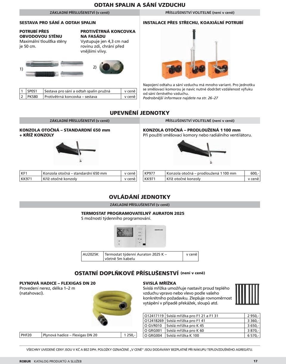 1) 2) 1 SP0S1 Sestava pro sání a odtah spalin pružná v ceně 2 PKS80 Protivětrná koncovka sestava v ceně Napojení odtahu a sání vzduchu má mnoho variant.
