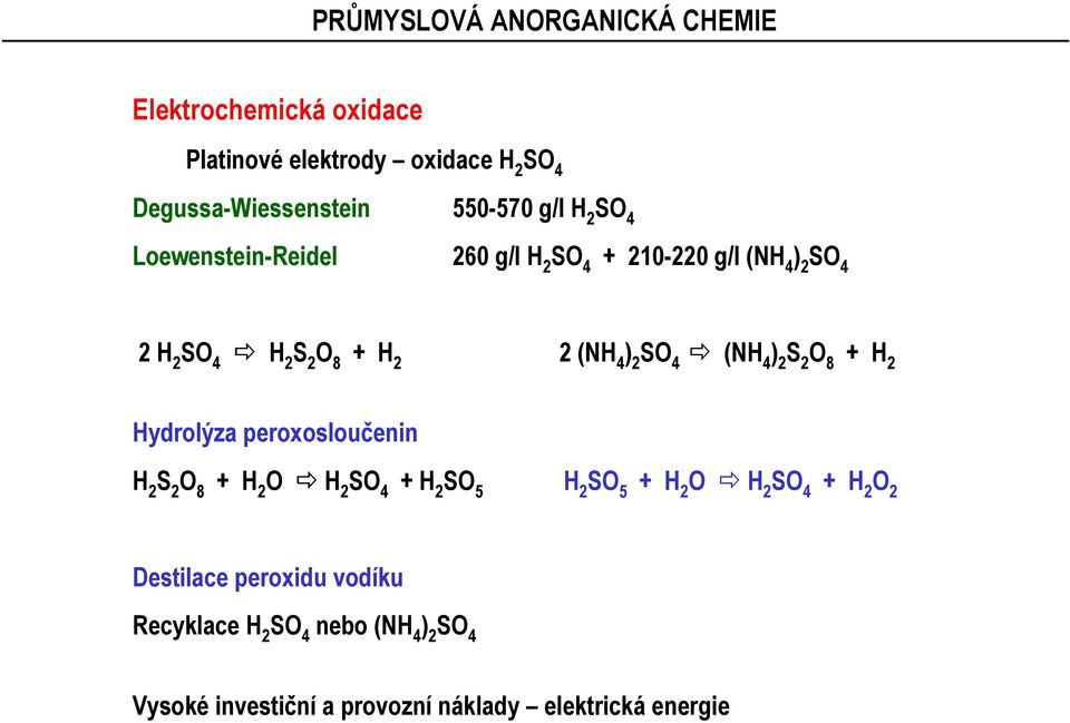 H 2 S 4 H 2 S 2 8 2 (NH 4 S 4 (NH 4 S 2 8 Hydrolýza peroxosloučenin H 2 S 2 8 H 2 S 4 S 5 H 2 S 5 H 2