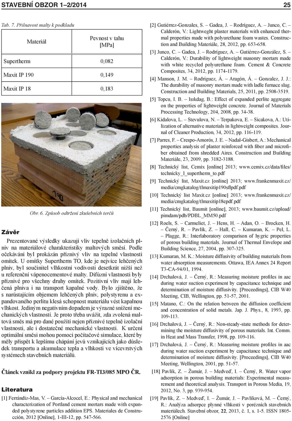 Podle očekávání byl prokázán příznivý vliv na tepelné vlastnosti omítek.
