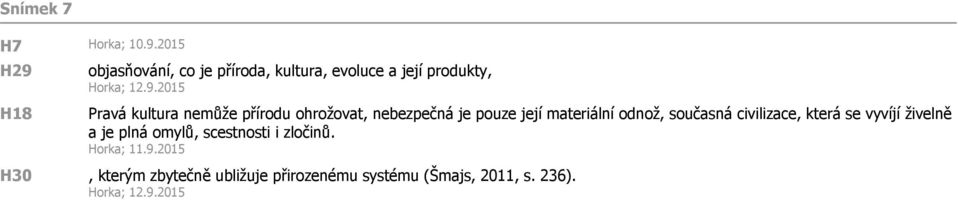 H18 objasňování, co je příroda, kultura, evoluce a její produkty, Horka; 12.9.