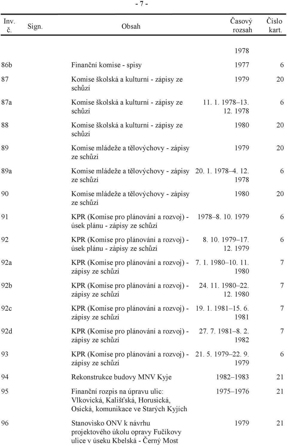 ze sch zí 1978 6 90 Komise mládeže a t lovýchovy - zápisy 1980 20 ze sch zí 91 KPR (Komise pro plánování a rozvoj) - 1978 8. 10.