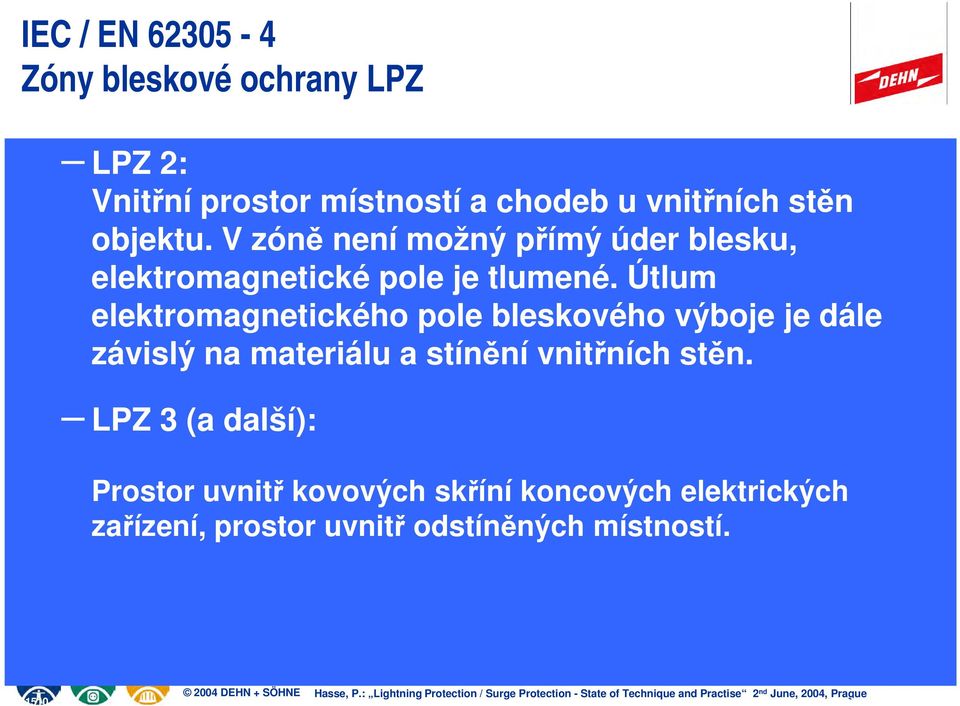 Útlum elektromagnetického pole bleskového výboje je dále závislý na materiálu a stínění vnitřních stěn.