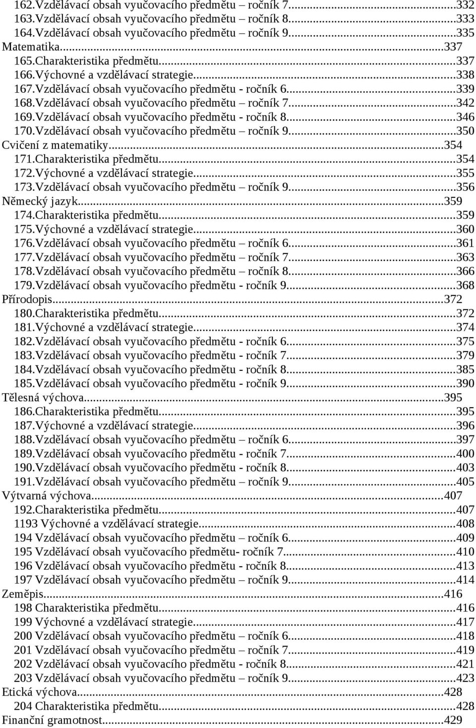 Vzdělávací obsah vyučovacího předmětu - ročník 8...346 170.Vzdělávací obsah vyučovacího předmětu ročník 9...350 Cvičení z matematiky...354 171.Charakteristika předmětu...354 172.