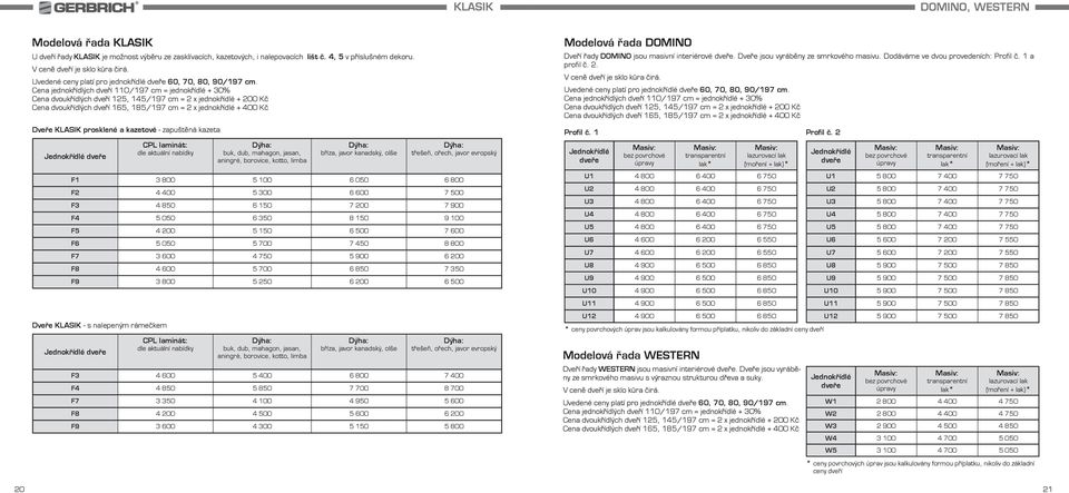 700 7 450 8 800 F7 3 600 4 750 5 900 6 200 F8 4 600 5 700 6 850 7 350 F9 3 800 5 250 6 200 6 500 Modelová řada DOMINO Dveří řady DOMINO jsou masivní interiérové dveře.