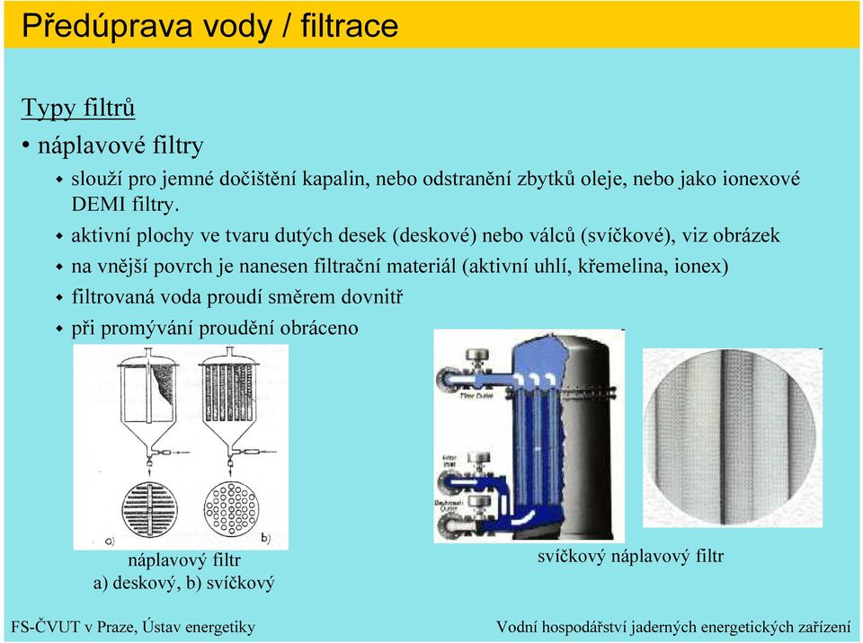 aktivní plochy ve tvaru dutých desek (deskové) nebo válců (svíčkové), viz obrázek na vnější povrch je nanesen