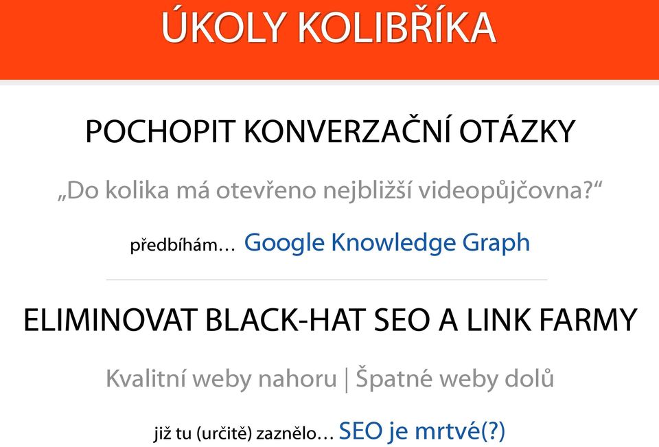 předbíhám Google Knowledge Graph ELIMINOVAT BLACK-HAT SEO A