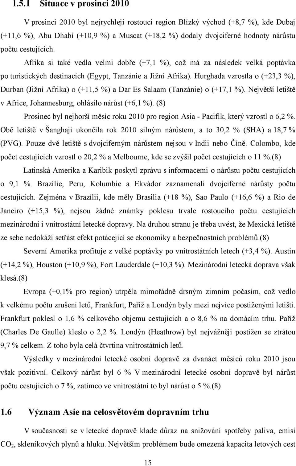 Hurghada vzrostla o (+23,3 %), Durban (Jižní Afrika) o (+11,5 %) a Dar Es Salaam (Tanzánie) o (+17,1 %). Největší letiště v Africe, Johannesburg, ohlásilo nárůst (+6,1 %).