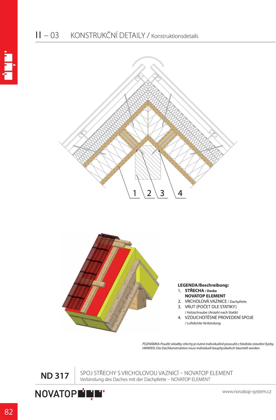 VZDUCHOTĚSNÉ PROVEDENÍ SPOJE POZNÁMKA: Použití skladby střechy je nutné individuálně posoudit z