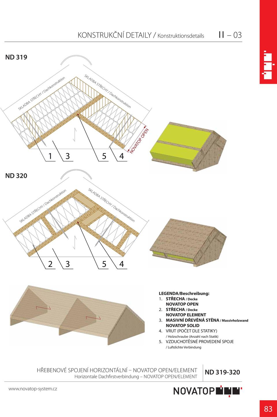 / Dachkonstruktion SKLADBA STŘECHY. STŘECHA / Decke. MASIVNÍ DŘEVĚNÁ STĚNA / Massivholzwand.