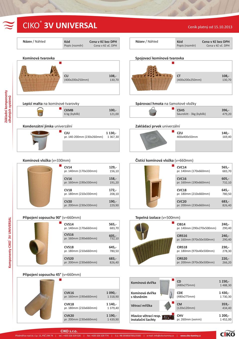 pr. 140-200mm (230x260mm) 1 130,- 1 367,30 CU 400x400x50mm 140,- 169,40 Komínová vložka (v=330mm) Čistící komínová vložka (v=660mm) CV14 pr. 140mm (170x330mm) 129,- 156,10 CVC14 pr.