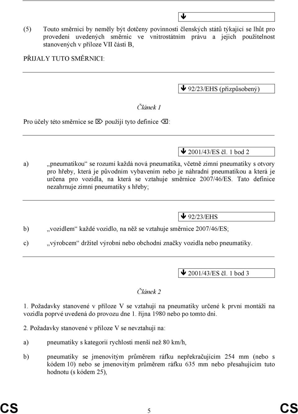 1 bod 2 a) pneumatikou se rozumí každá nová pneumatika, včetně zimní pneumatiky s otvory pro hřeby, která je původním vybavením nebo je náhradní pneumatikou a která je určena pro vozidla, na která se