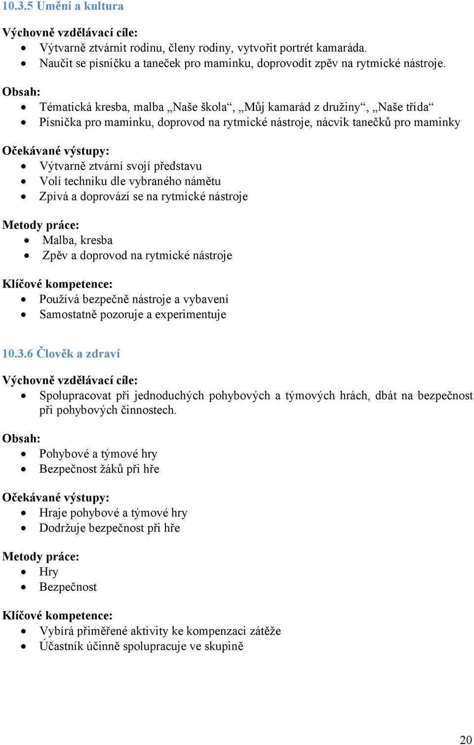 dle vybraného námětu Zpívá a doprovází se na rytmické nástroje Malba, kresba Zpěv a doprovod na rytmické nástroje Používá bezpečně nástroje a vybavení Samostatně pozoruje a experimentuje 10.3.