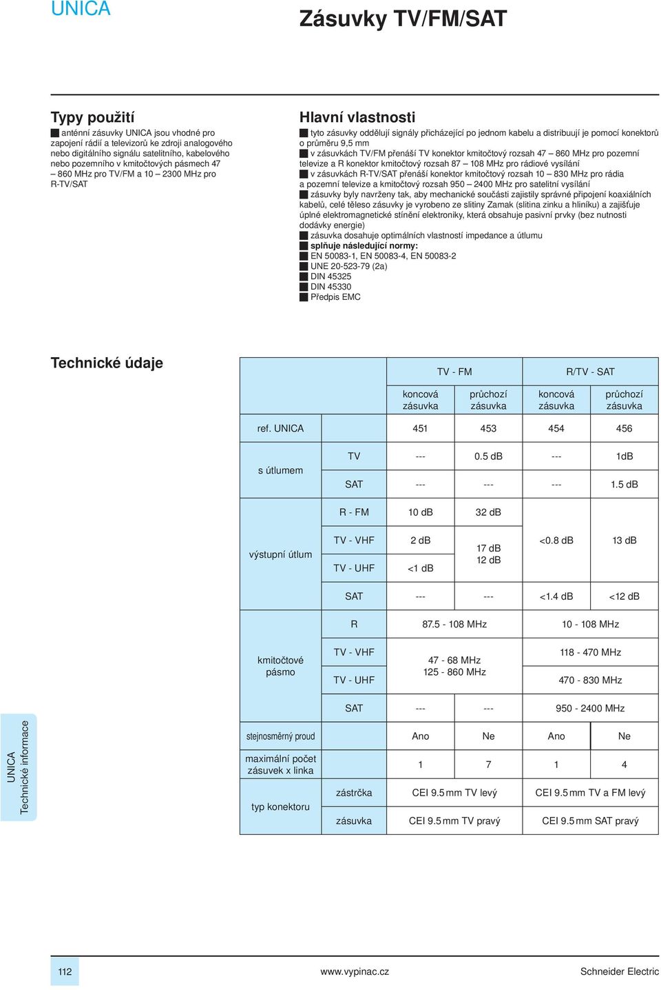 přenáší TV konektor kmitočtový rozsah 47 860 MHz pro pozemní televize a R konektor kmitočtový rozsah 87 08 MHz pro rádiové vysílání v zásuvkách R-TV/SAT přenáší konektor kmitočtový rozsah 0 830 MHz