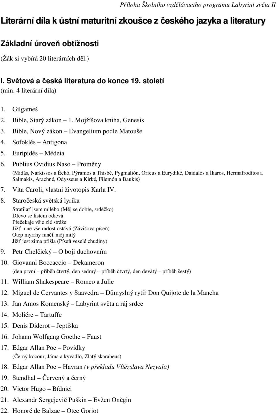 Publius Ovidius Naso Proměny (Midás, Narkissos a Échó, Pýramos a Thisbé, Pygmalión, Orfeus a Eurydiké, Daidalos a Íkaros, Hermafrodítos a Salmakis, Arachné, Odysseus a Kirké, Filemón a Baukis) 7.