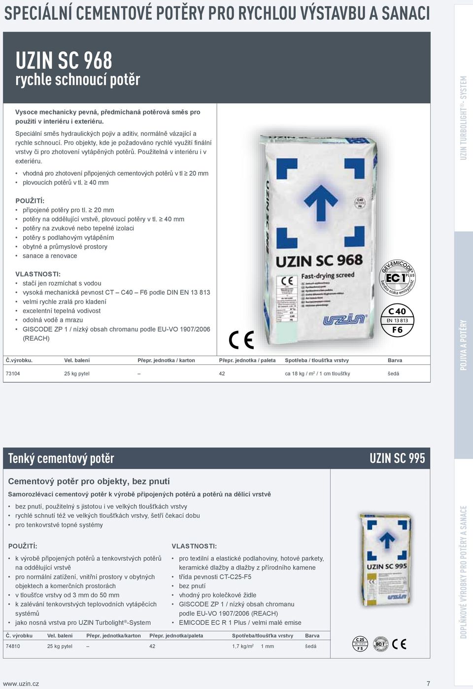 Použitelná v interiéru i v exteriéru. vhodná pro zhotovení připojených cementových potěrů v tl 20 mm plovoucích potěrů v tl. 40 mm Použití: připojené potěry pro tl.