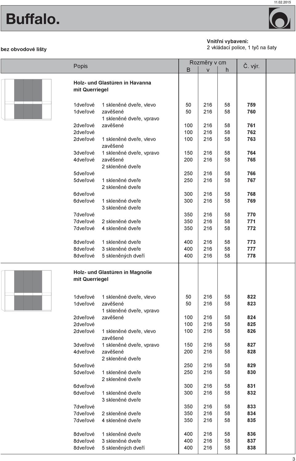 dveřové dveřové dveřové 1 skleněné dveře 3 skleněné dveře 5 skleněných dveří 773 777 77 Holz- und Glastüren in Magnolie mit Querriegel 3dveřové 4dveřové 1 skleněné dveře, vlevo 1 skleněné dveře,