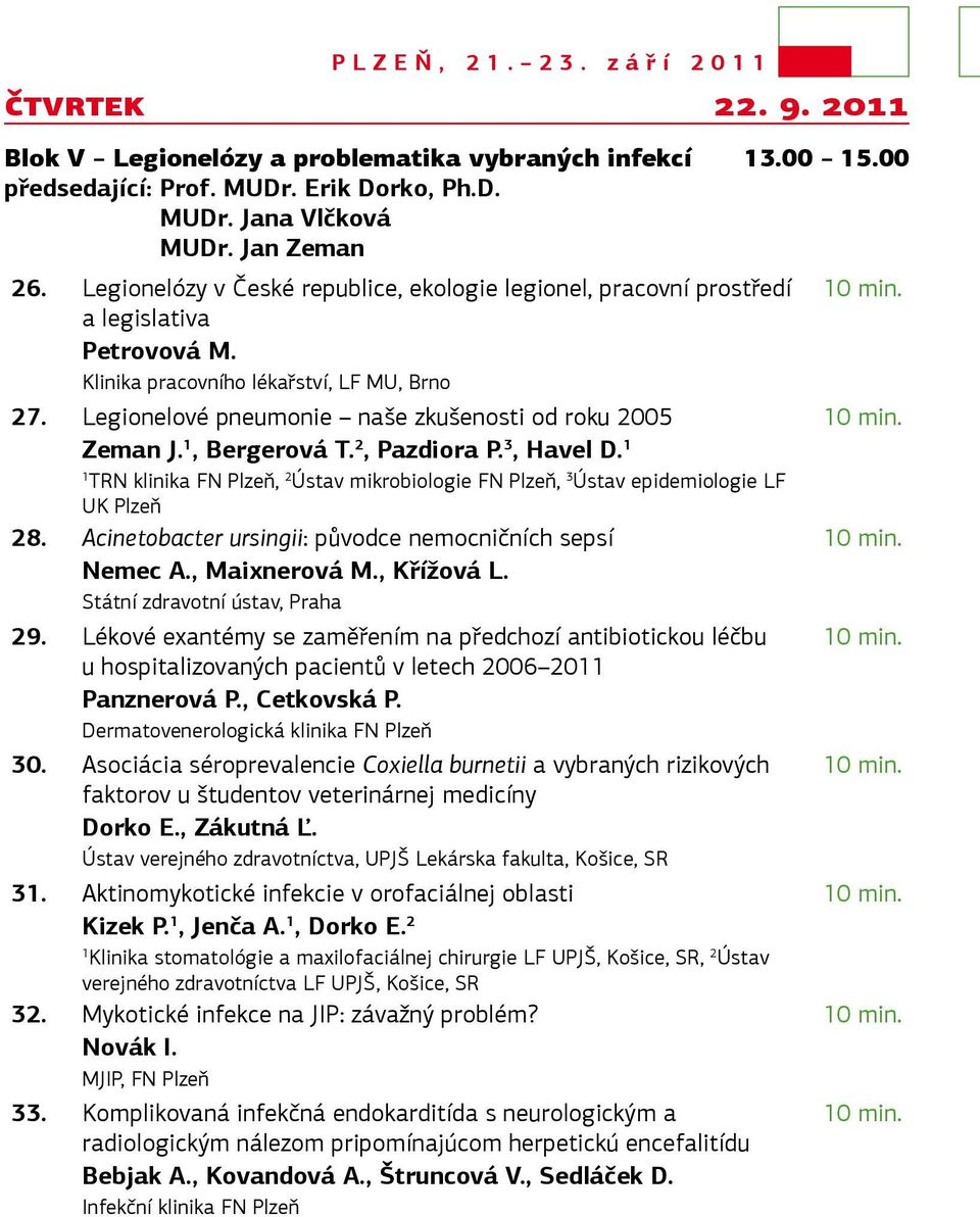 Legionelové pneumonie naše zkušenosti od roku 2005 0 min. Zeman J., Bergerová T. 2, Pazdiora P. 3, Havel D. TRN klinika FN Plzeň, 2 Ústav mikrobiologie FN Plzeň, 3 Ústav epidemiologie LF UK Plzeň 28.