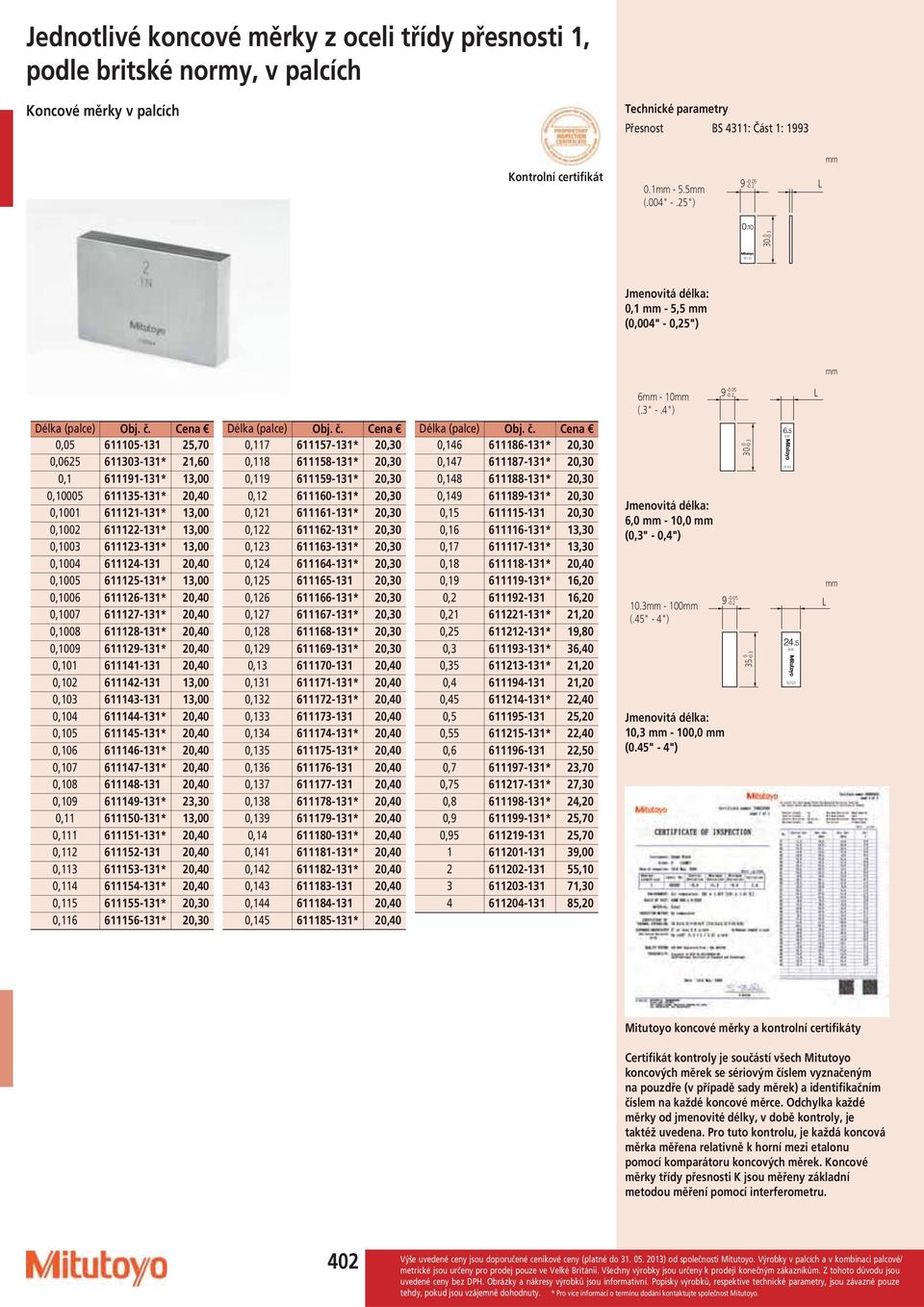 Cena 0,05 611105-131 25,70 0,0625 611303-131* 21,60 0,1 611191-131* 13,00 0,10005 611135-131* 20,40 0,1001 611121-131* 13,00 0,1002 611122-131* 13,00 0,1003 611123-131* 13,00 0,1004 611124-131 20,40