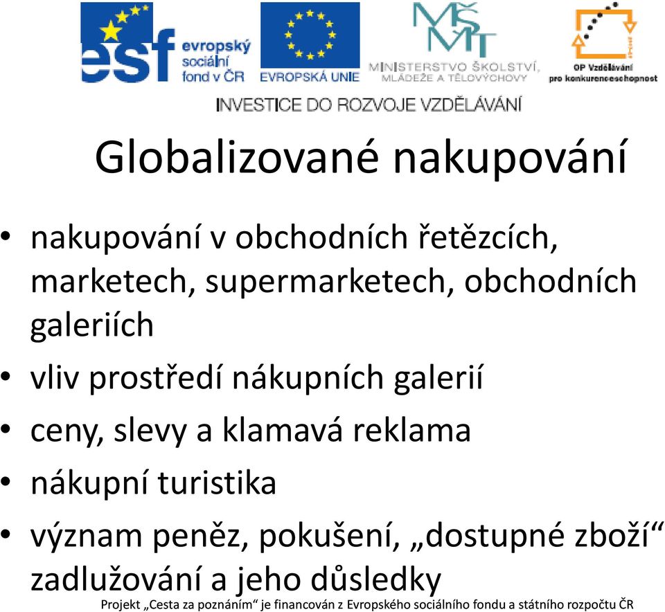 nákupní turistika význam peněz, pokušení, dostupné zboží zadlužování a jeho důsledky